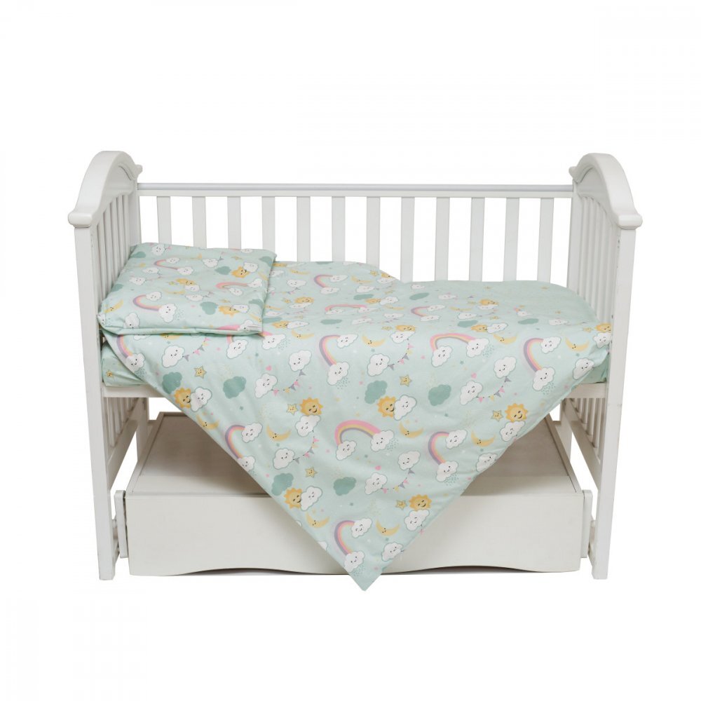 Twins Set de lenjerie pentru patut din bumbac cu 4 piese 120x60 cm
