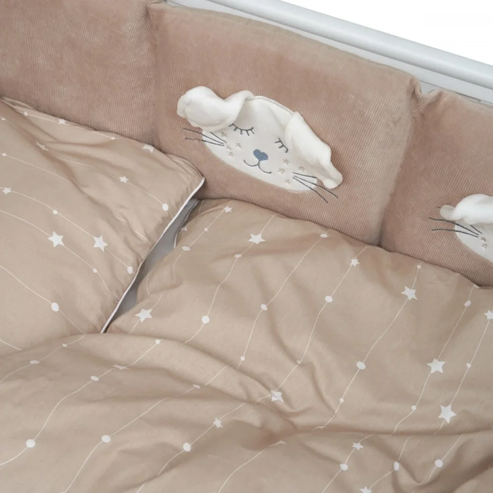 Twins Set de lenjerie pentru patut din bumbac cu 7 piese Rabbit