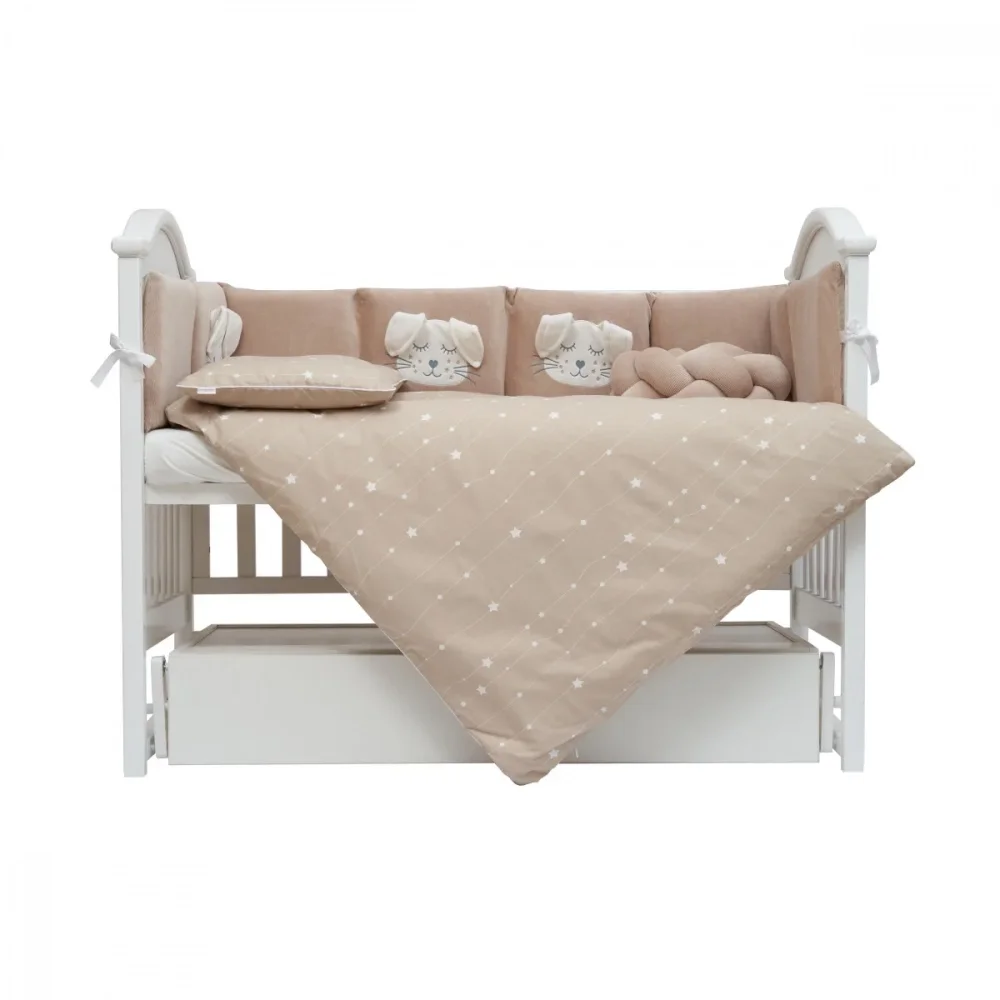 Twins Set de lenjerie pentru patut din bumbac cu 7 piese Rabbit