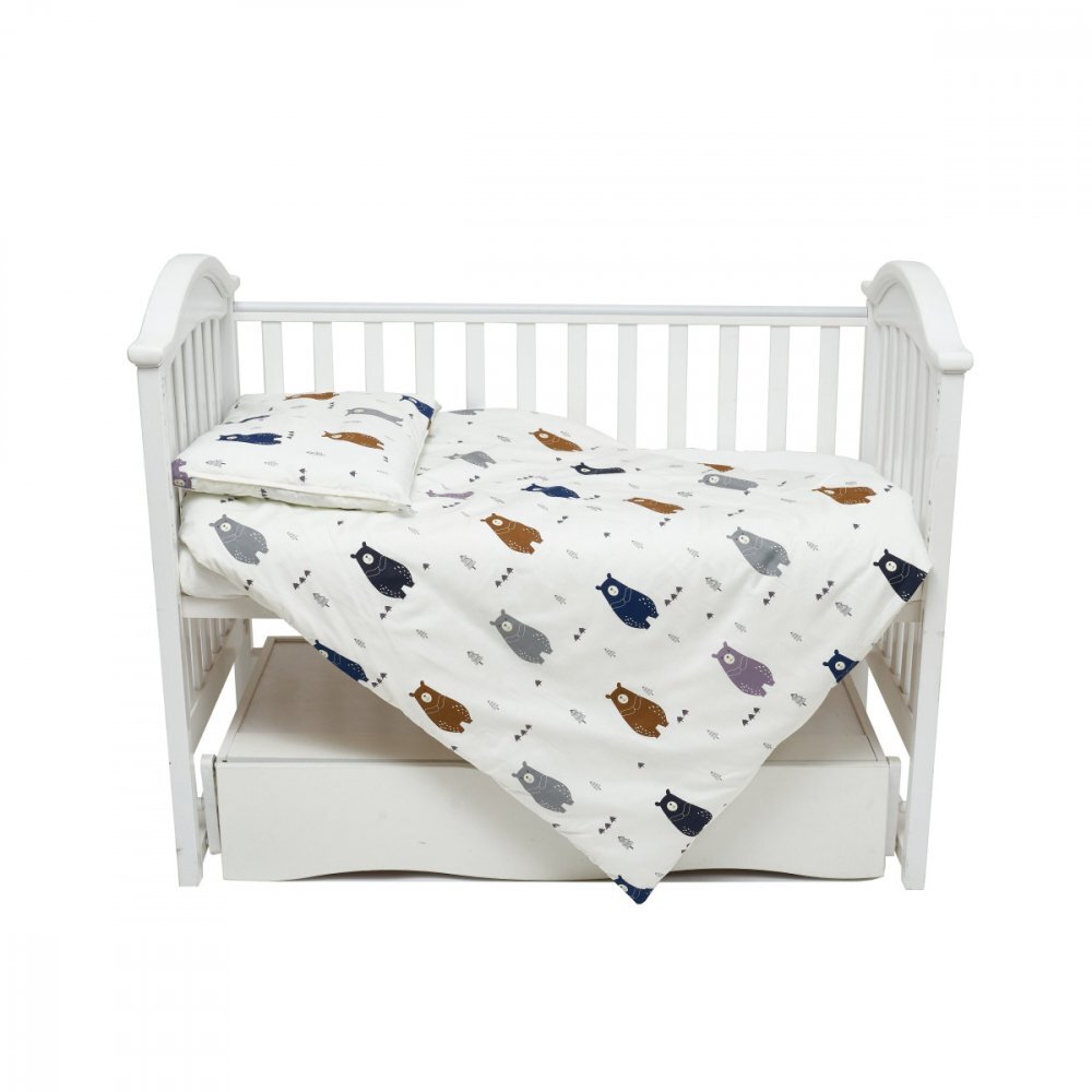 Twins Set de lenjerie pentru patut din satin cu 3 piese 120x60 cm