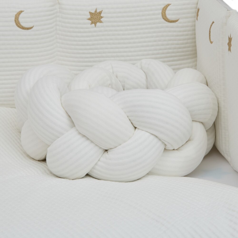 Twins Set lenjerie de pat din bumbac ivoryauriu pentru copii Cotton cu broderie 7 piese