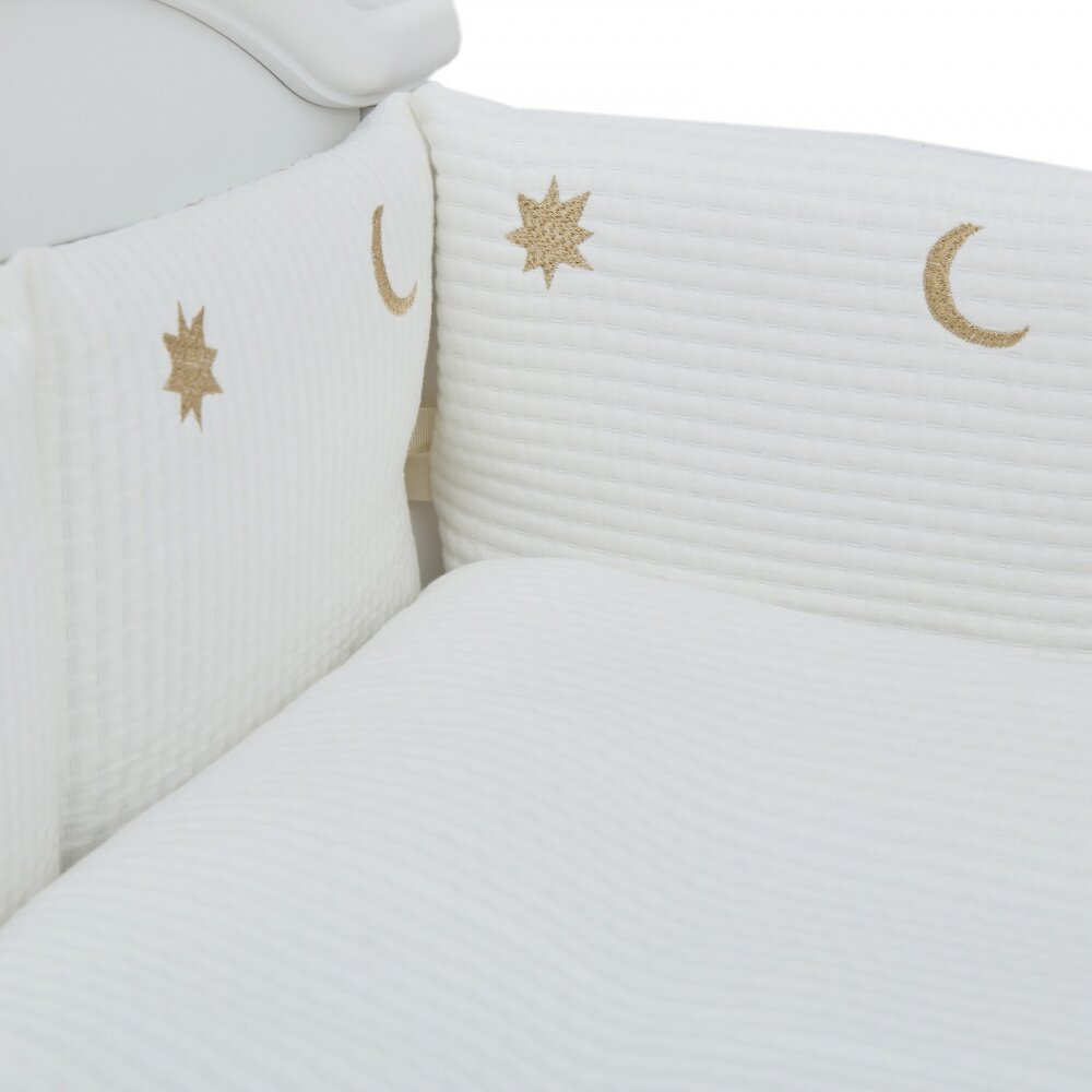 Twins Set lenjerie de pat din bumbac ivoryauriu pentru copii Cotton cu broderie 7 piese