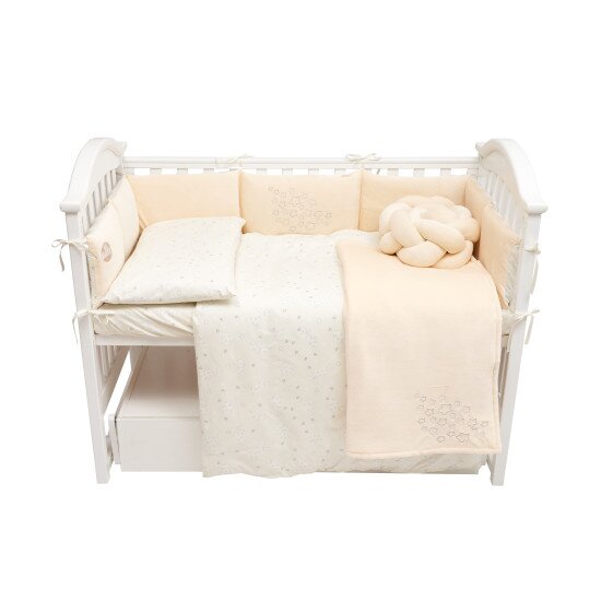 Twins Set lenjerie de pat pentru copii Be Happy 7 piese din bumbac ivory