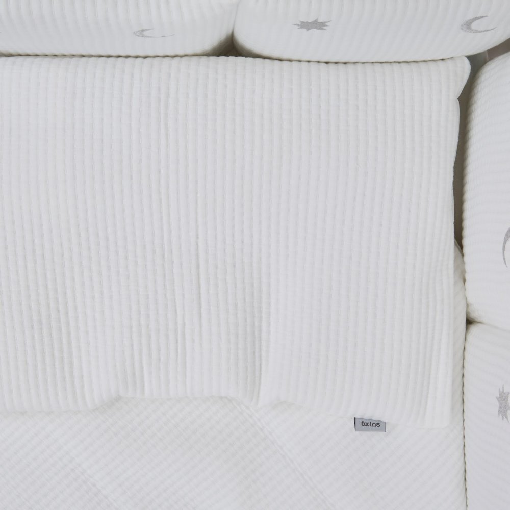 Twins Set lenjerie de pat pentru copii Cotton 7 piese albargintiu