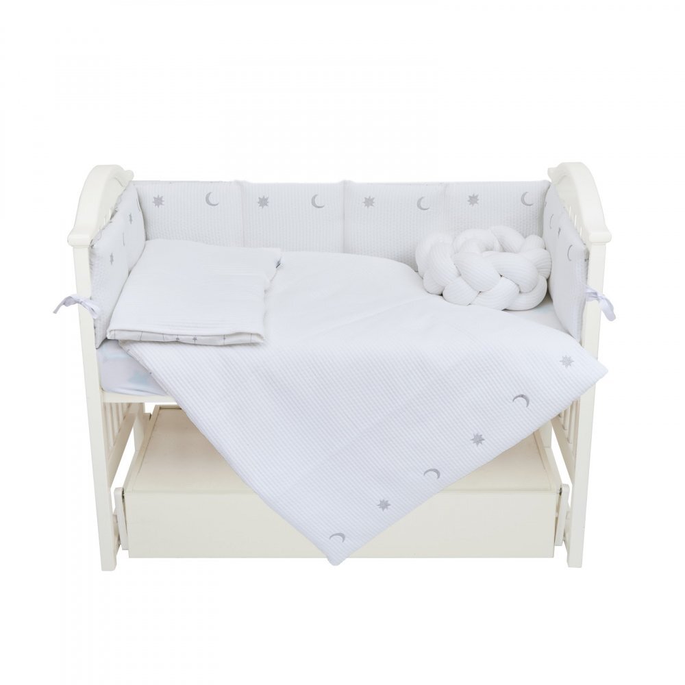 Twins Set lenjerie de pat pentru copii Cotton 7 piese albargintiu