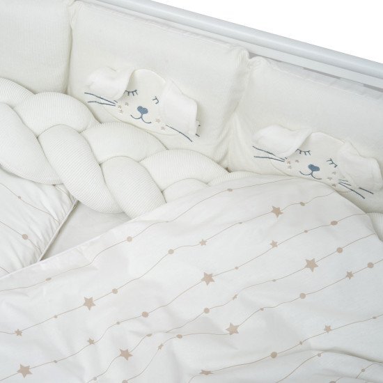 Twins Set lenjerie de pat pentru copii Rabbit 7 piese 100 bumbac ivory