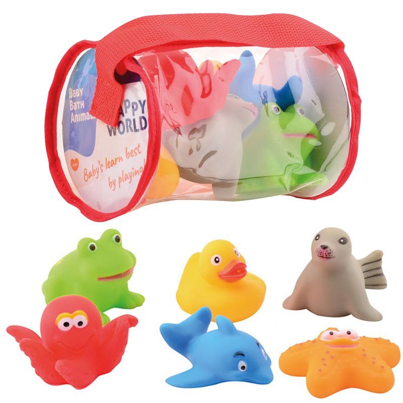 UP Int'l Set 6 jucarii pentru baie in husa rosie