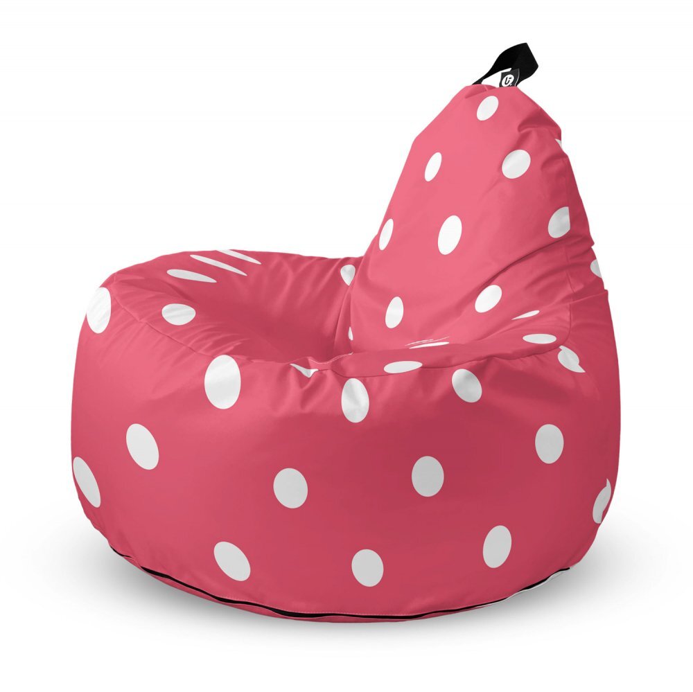 Updeco Fotoliu Puf Bean Bag tip Big Chill roz cu buline albe