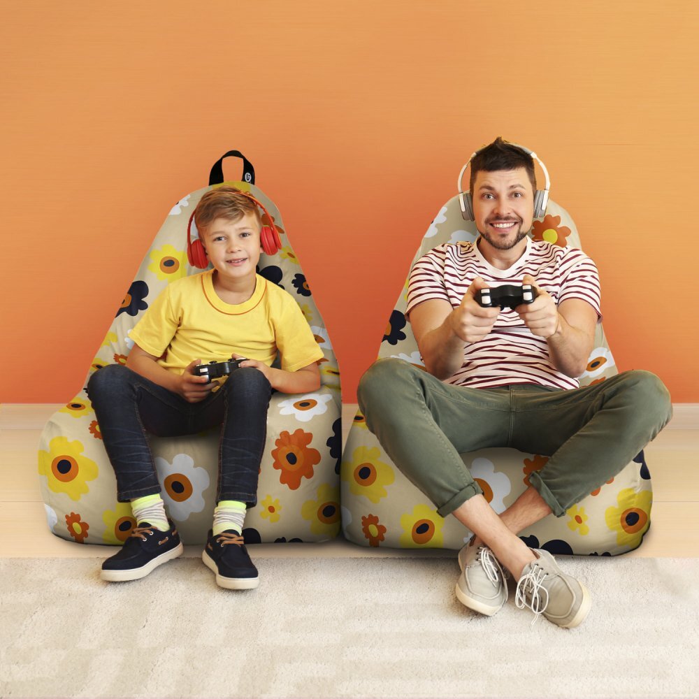 Updeco Fotoliu Puf Bean Bag tip Chill XL Daisy fundal bej