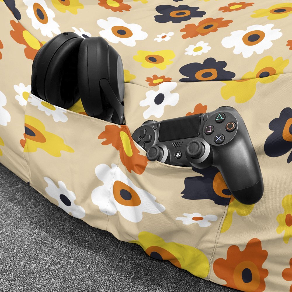 Updeco Fotoliu Puf Bean Bag tip Chill XL Daisy fundal bej