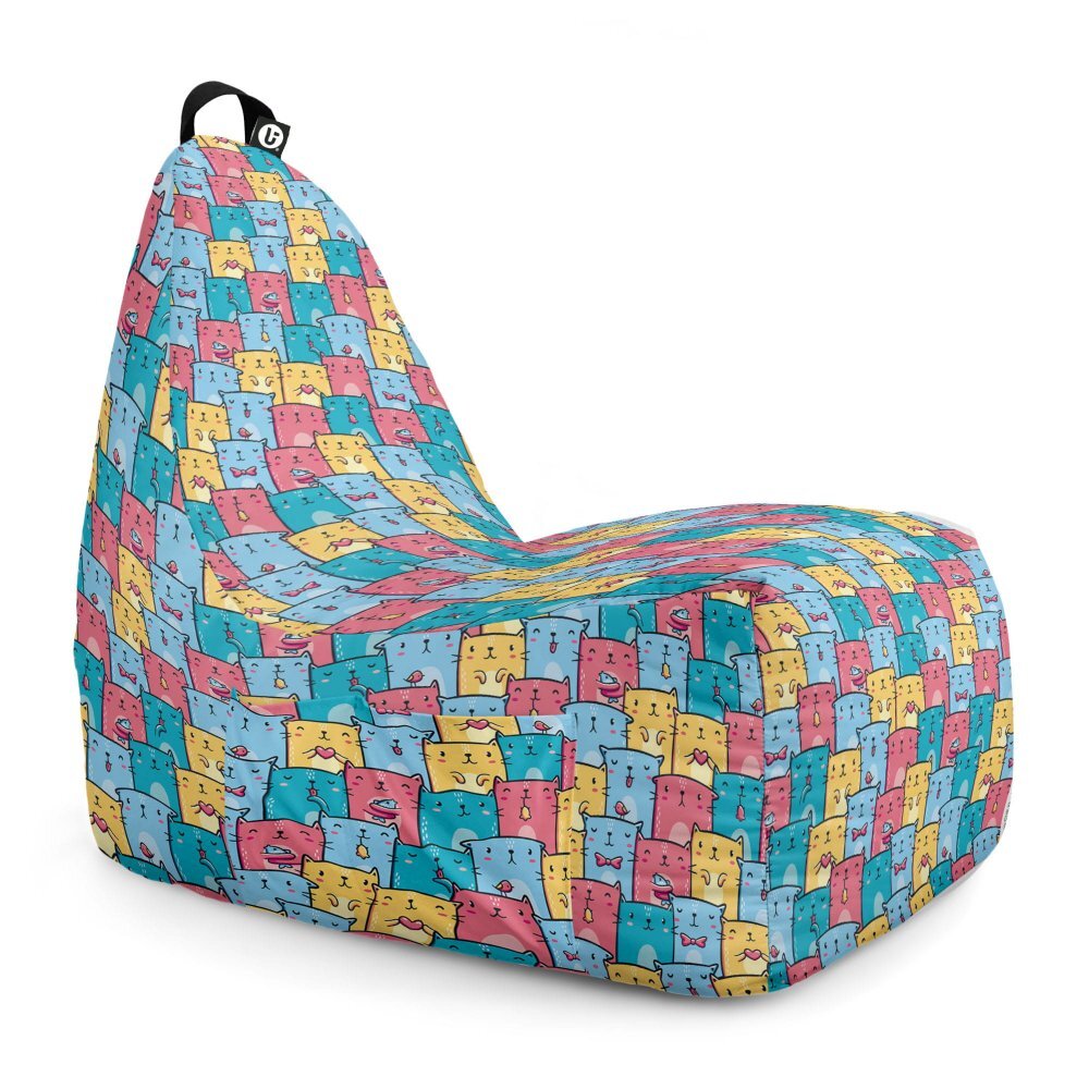 Updeco Fotoliu Puf Bean Bag tip Chill XL Invazia Pisicilor Albastru