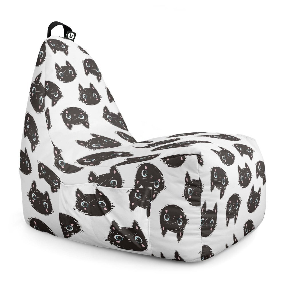 Updeco Fotoliu Puf Bean Bag tip Chill XL Pisici Alb-Negru