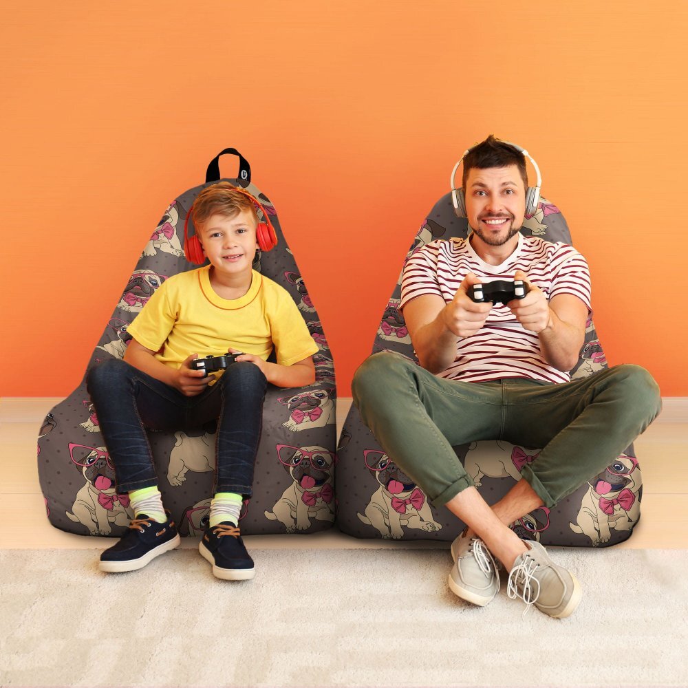 Updeco Fotoliu Puf Bean Bag tip Chill XL Pugs Cu Ochelari