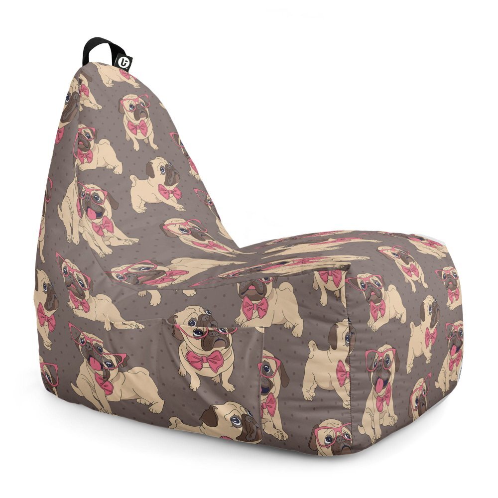 Updeco Fotoliu Puf Bean Bag tip Chill XL Pugs Cu Ochelari
