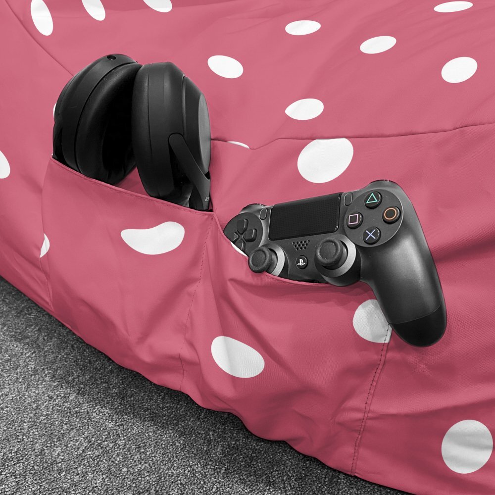 Updeco Fotoliu Puf Bean Bag tip Chill XL roz cu buline albe