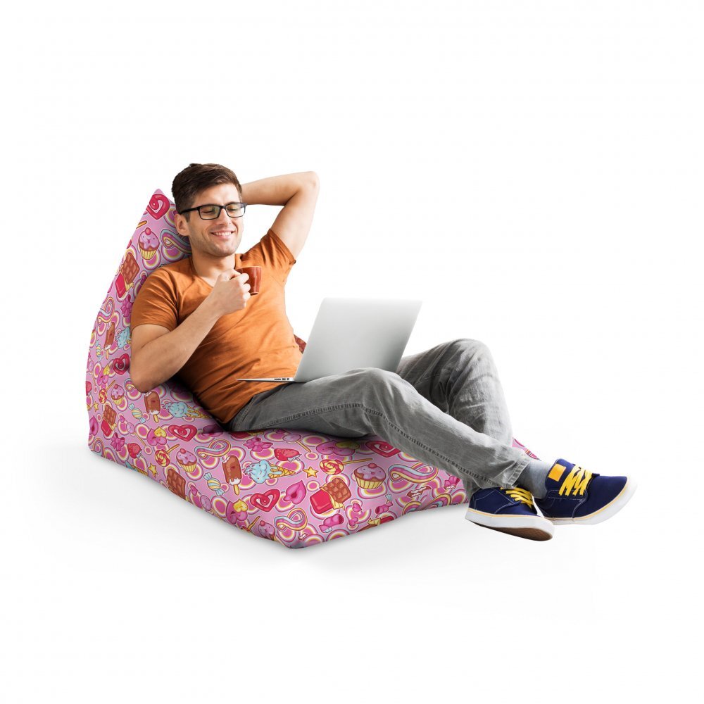 Updeco Fotoliu Puf Bean Bag tip Lounge Candies fundal roz