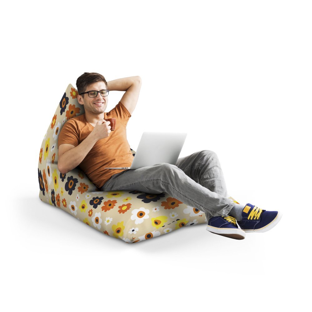 Updeco Fotoliu Puf Bean Bag tip Lounge Daisy fundal beige