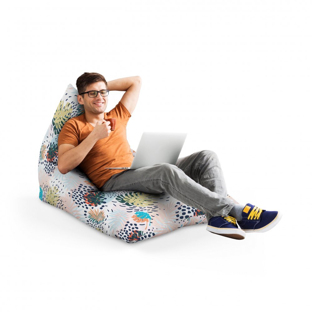Updeco Fotoliu Puf Bean Bag tip Lounge frunze multicolore