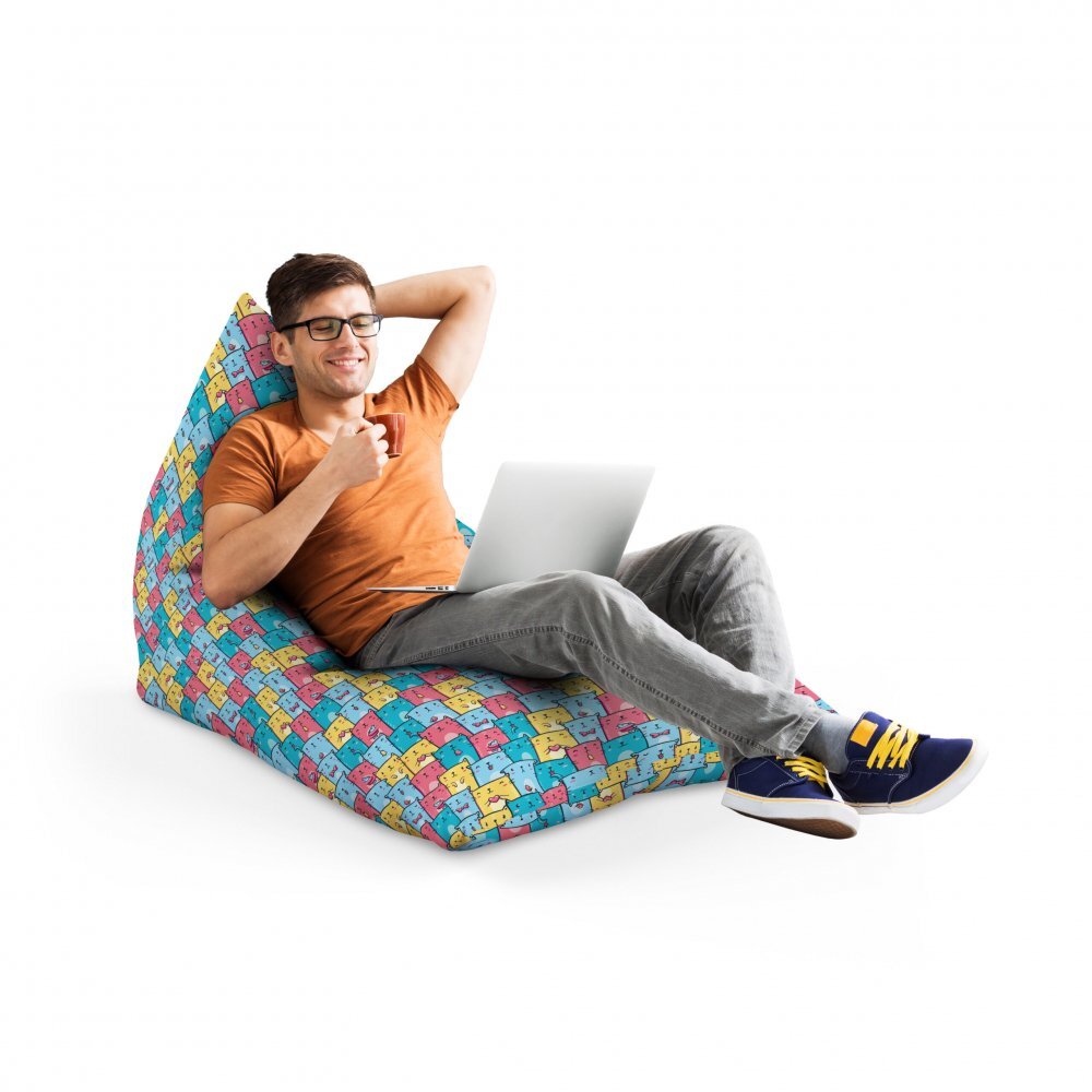 Updeco Fotoliu Puf Bean Bag tip Lounge Invazia pisicilor albastru