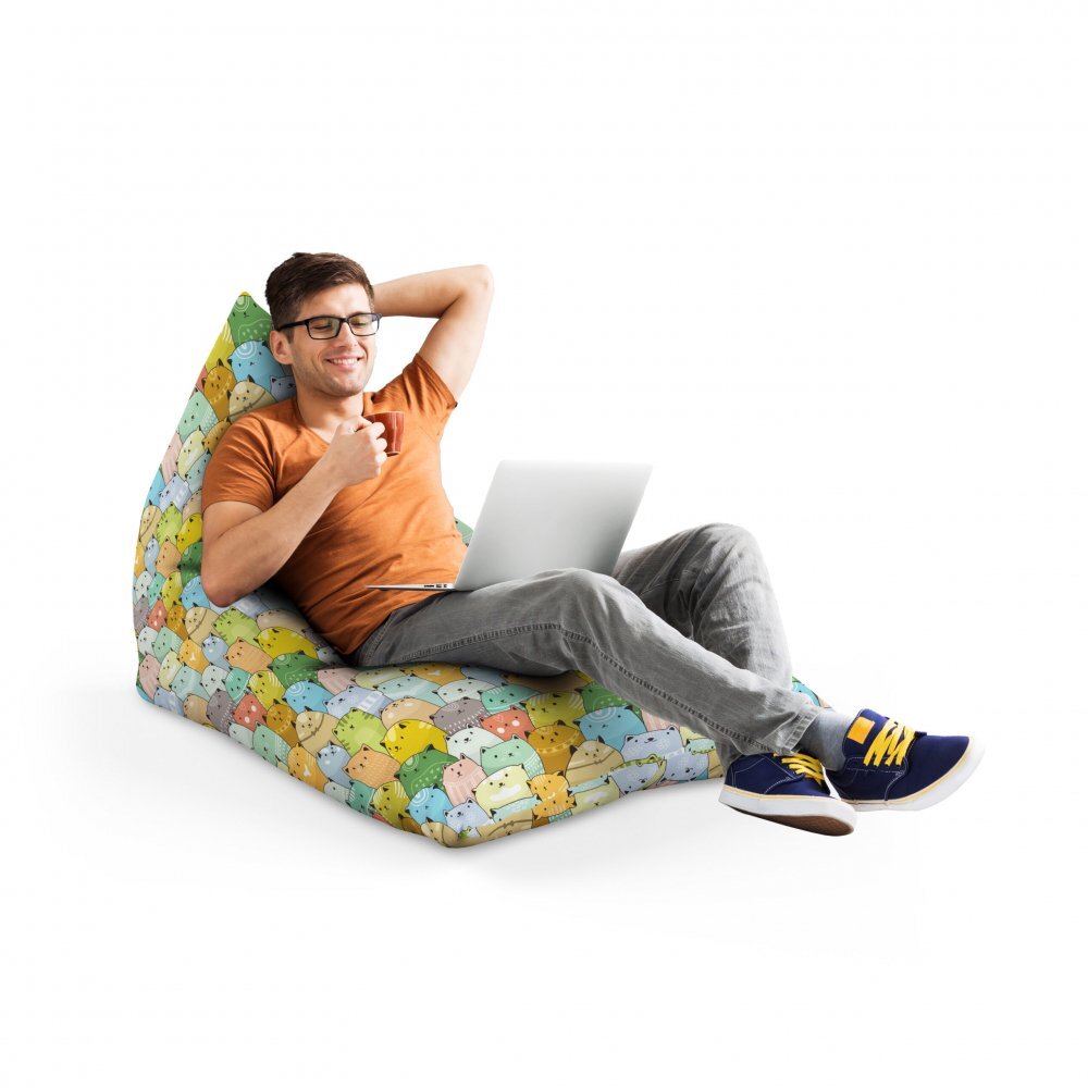 Updeco Fotoliu Puf Bean Bag tip Lounge Invazia pisicilor ocru