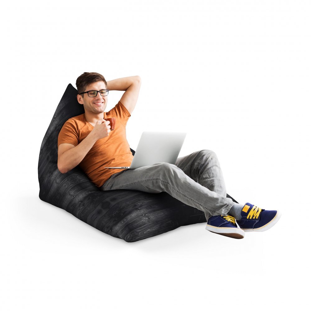 Updeco Fotoliu Puf Bean Bag tip Lounge lemn negru