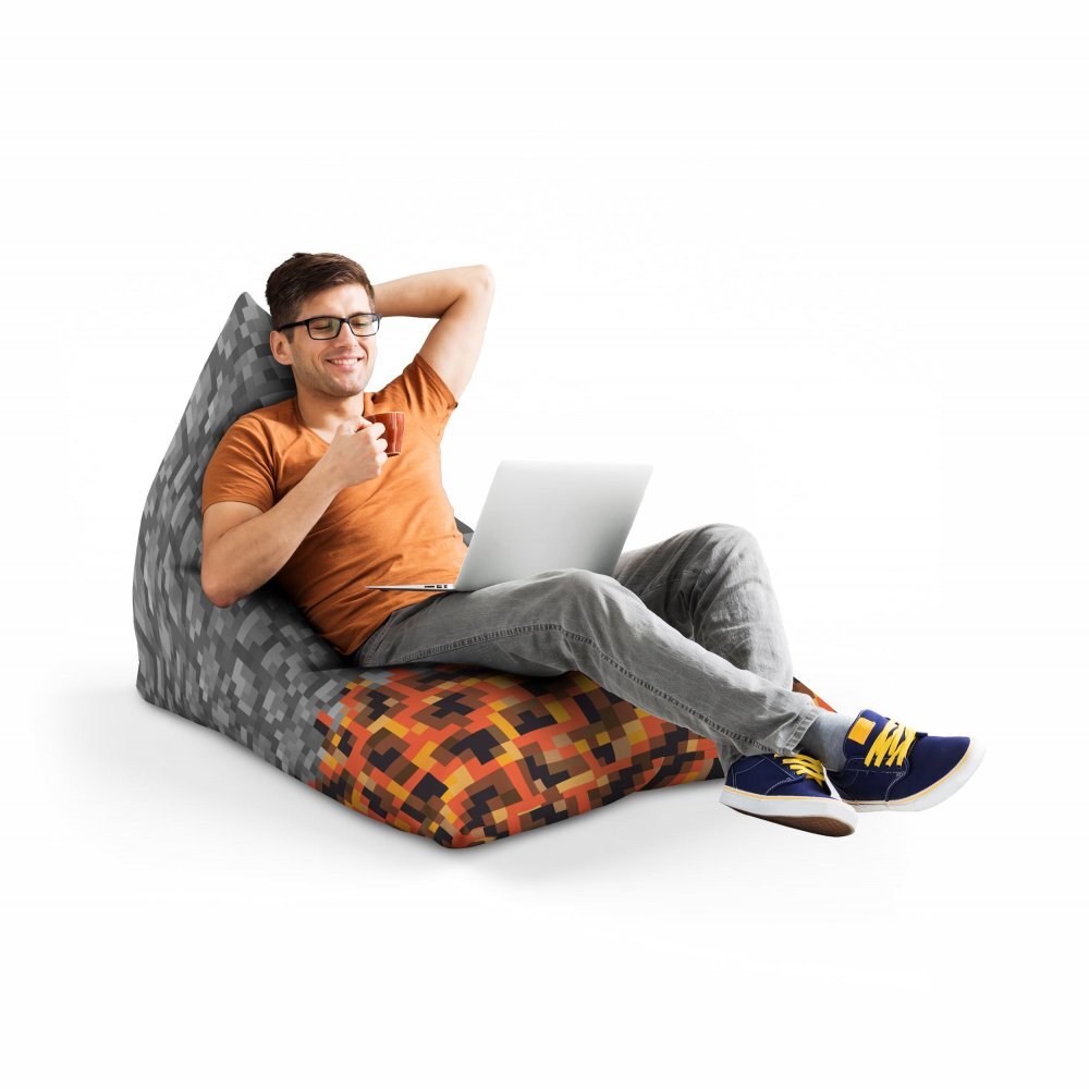 Updeco Fotoliu Puf Bean Bag tip Lounge Minecraft piatra magma