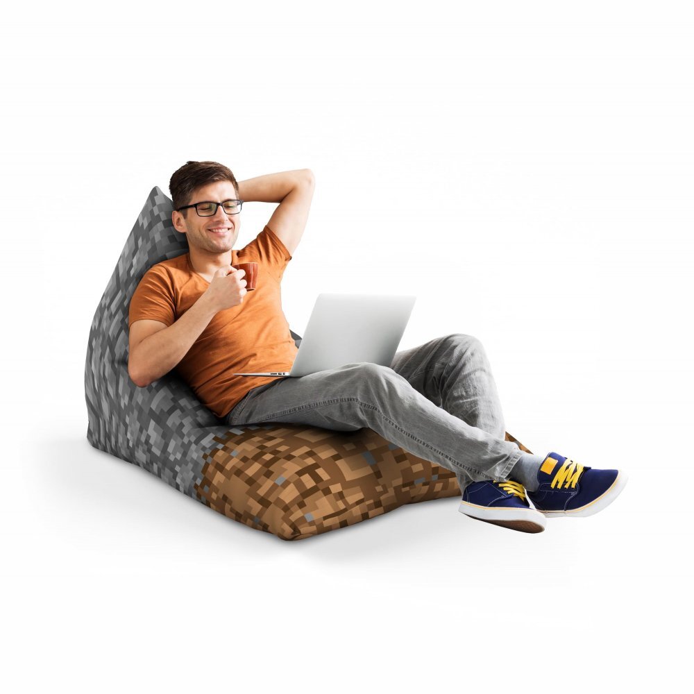 Updeco Fotoliu Puf Bean Bag tip Lounge Minecraft piatra pamant