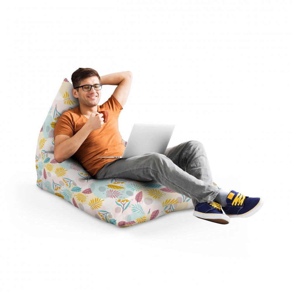 Updeco Fotoliu Puf Bean Bag tip Lounge multicolor cu frunze