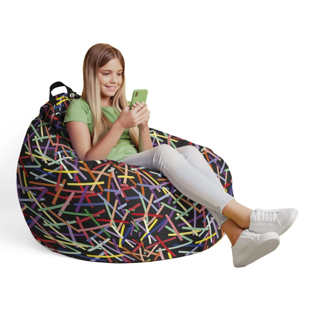 Updeco Fotoliu Puf Bean Bag tip Para L Confetti fundal negru