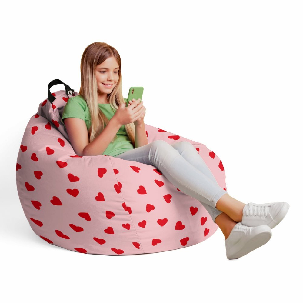 Updeco Fotoliu Puf Bean Bag tip Para L inimi fundal roz