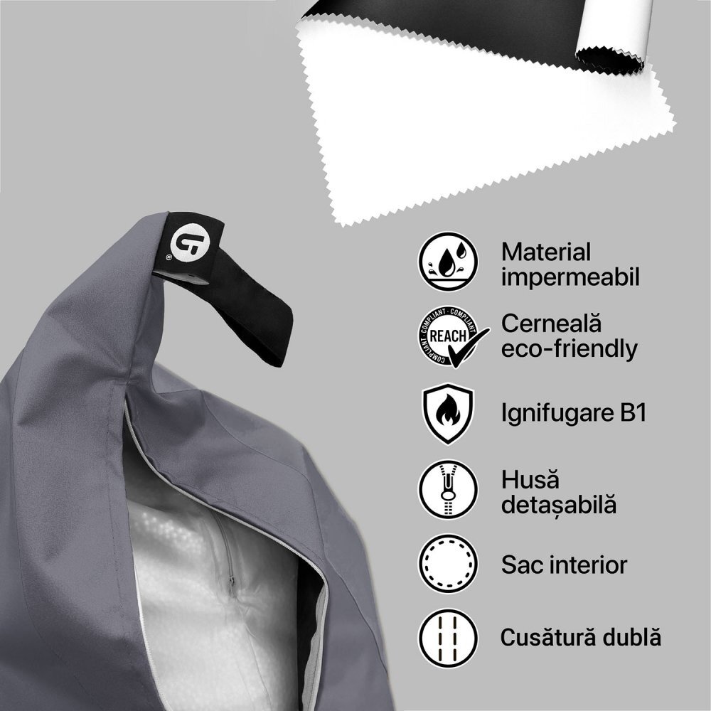 Updeco Fotoliu Puf Bean Bag tip Para XL Chroma Dark Grey