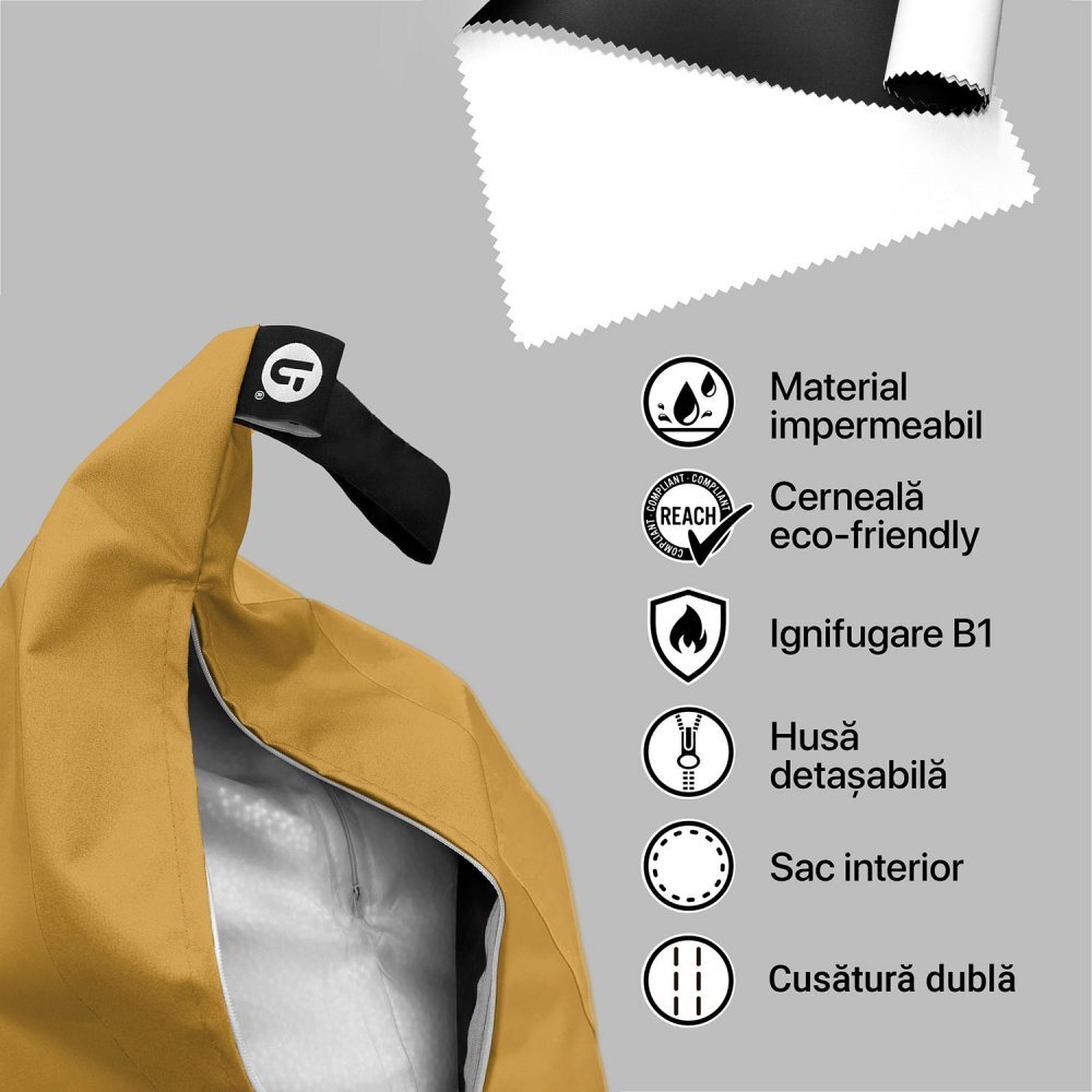 Updeco Fotoliu Puf Bean Bag tip Para XL Chroma Golden Yellow