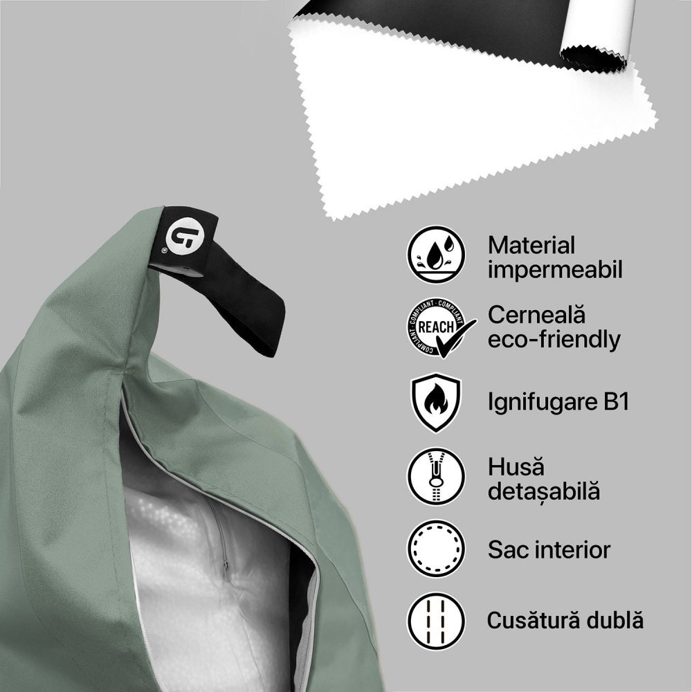Updeco Fotoliu Puf Bean Bag tip Para XL Chroma Green Sage