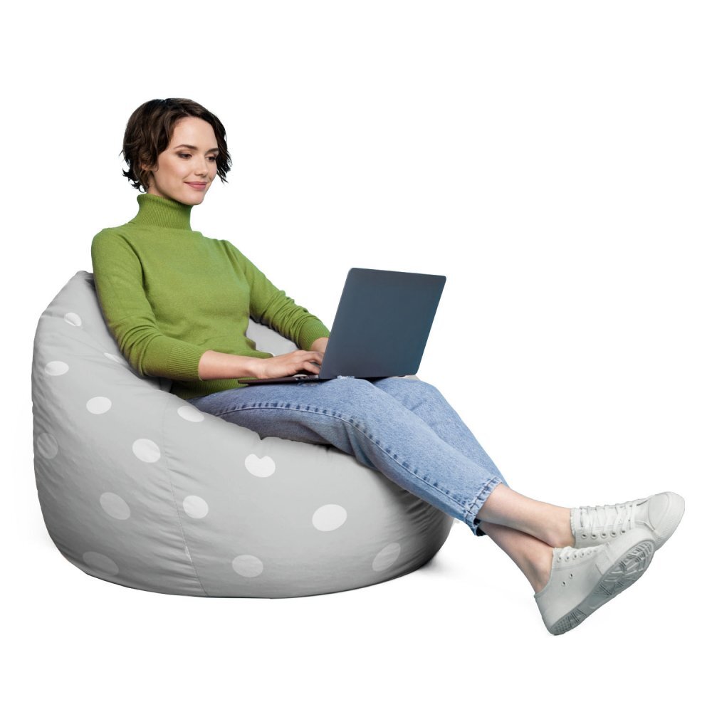 Updeco Fotoliu Puf Bean Bag tip Para XL gri cu buline albe