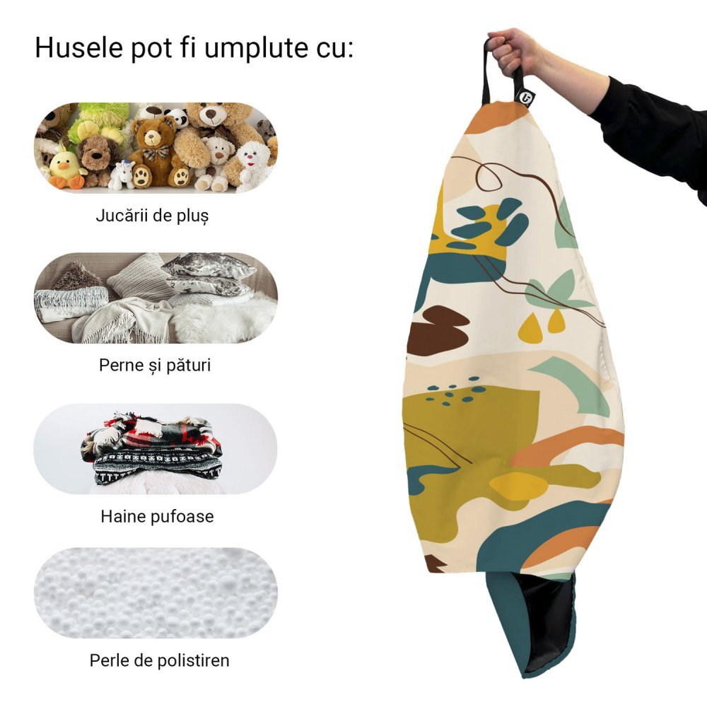 Updeco Husa fotoliu Puf Bean Bag tip Para L fara umplutura abstract jungle