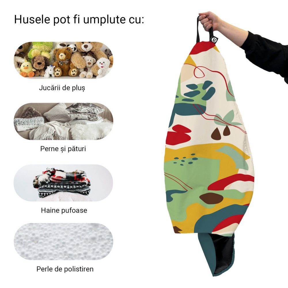 Updeco Husa fotoliu Puf Bean Bag tip Para L fara umplutura abstract jungle verde