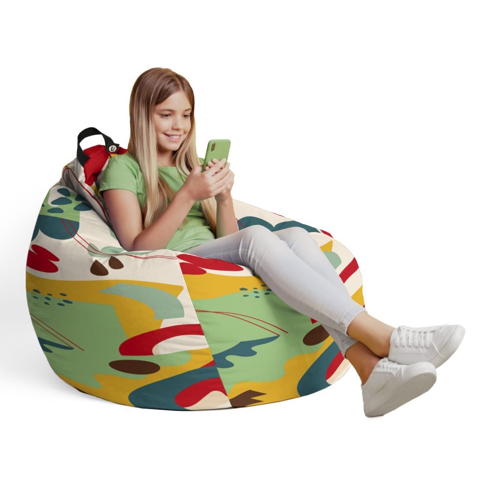 Updeco Husa fotoliu Puf Bean Bag tip Para L fara umplutura abstract jungle verde