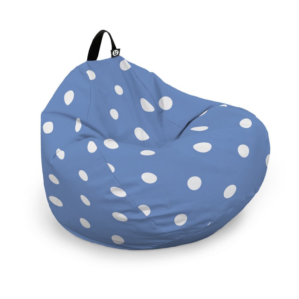Updeco Husa fotoliu Puf Bean Bag tip Para L fara umplutura albastru cu buline albe