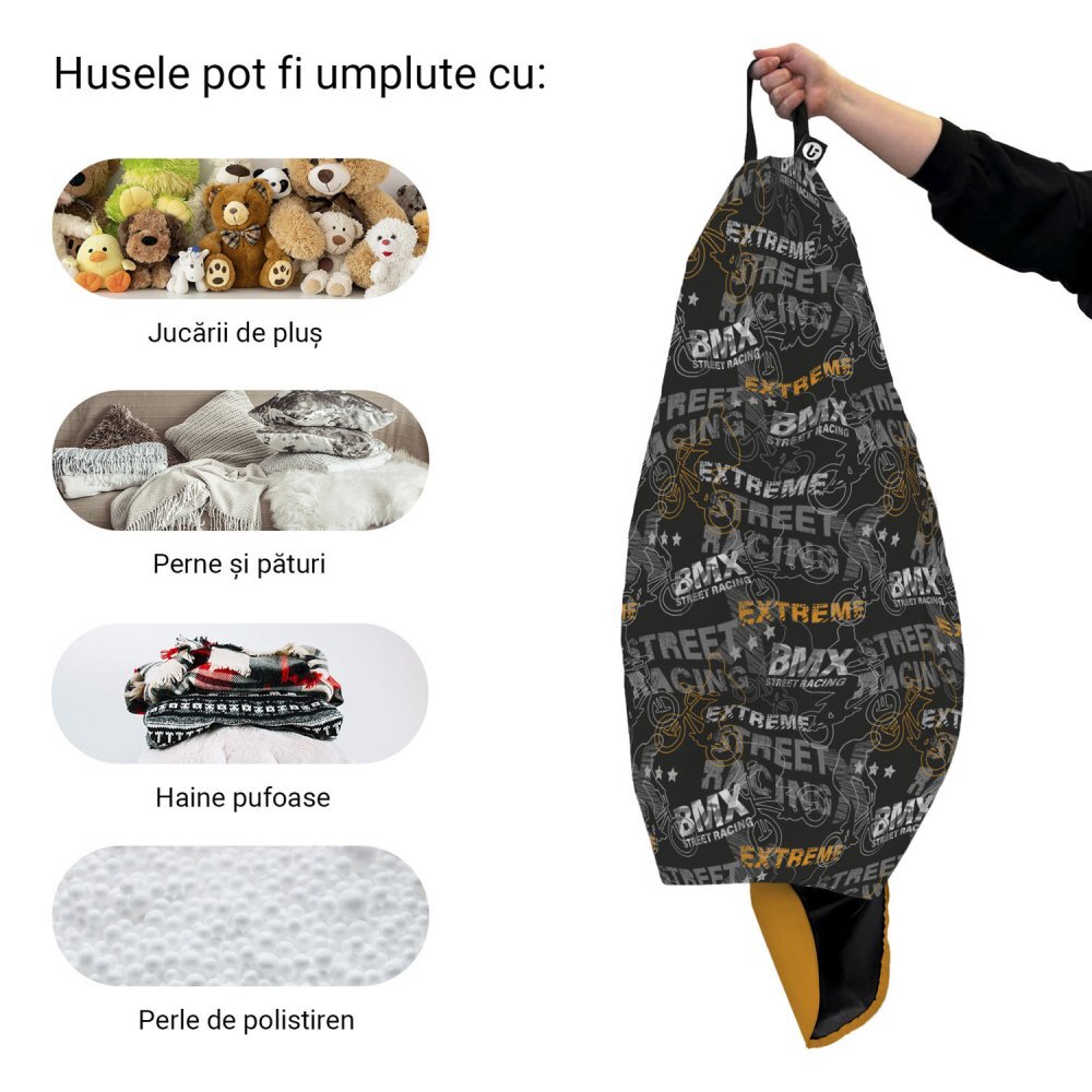 Updeco Husa fotoliu Puf Bean Bag tip Para L fara umplutura bmx