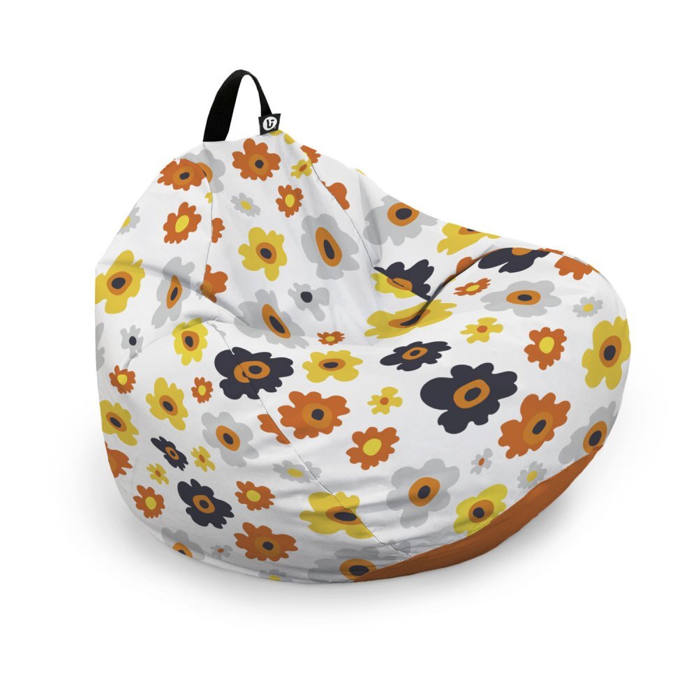 Updeco Husa fotoliu Puf Bean Bag tip Para L fara umplutura daisy fundal alb