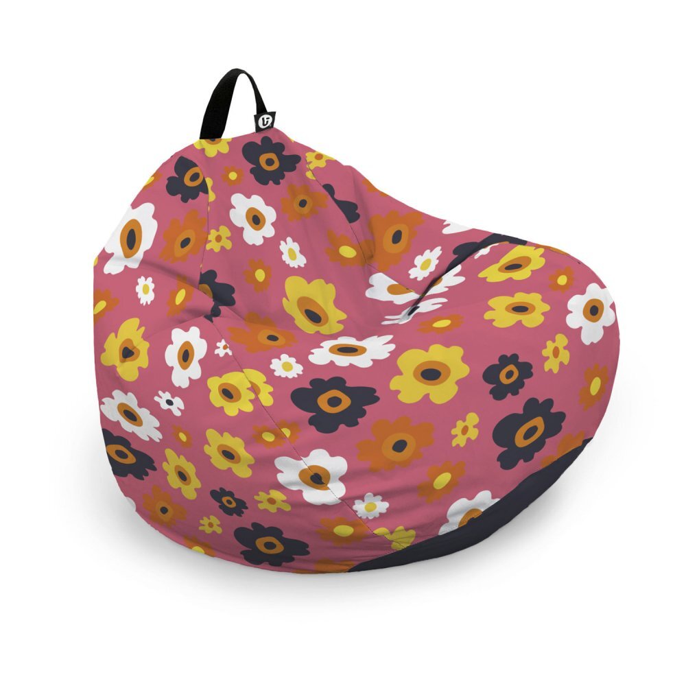Updeco Husa fotoliu Puf Bean Bag tip Para L fara umplutura daisy fundal roz