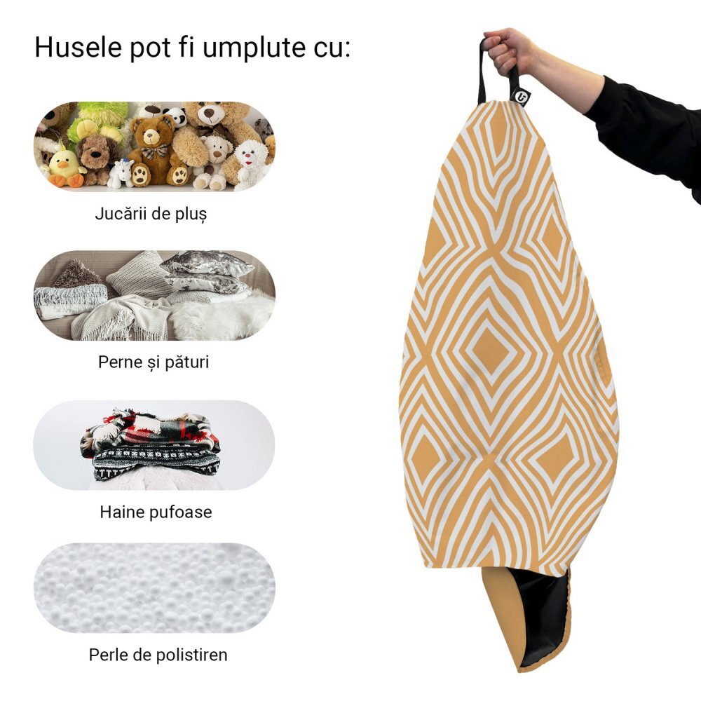 Updeco Husa fotoliu Puf Bean Bag tip Para L fara umplutura diamond orange