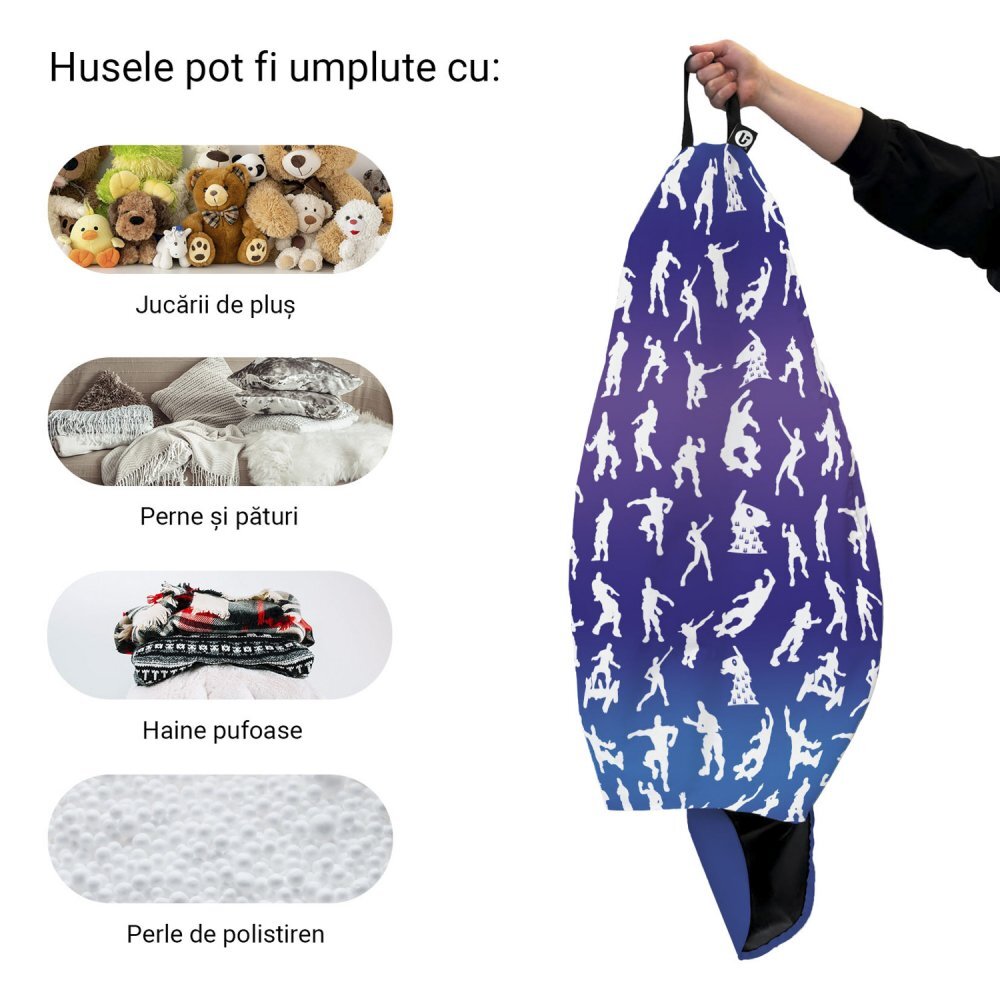 Updeco Husa fotoliu Puf Bean Bag tip Para L fara umplutura fortnite