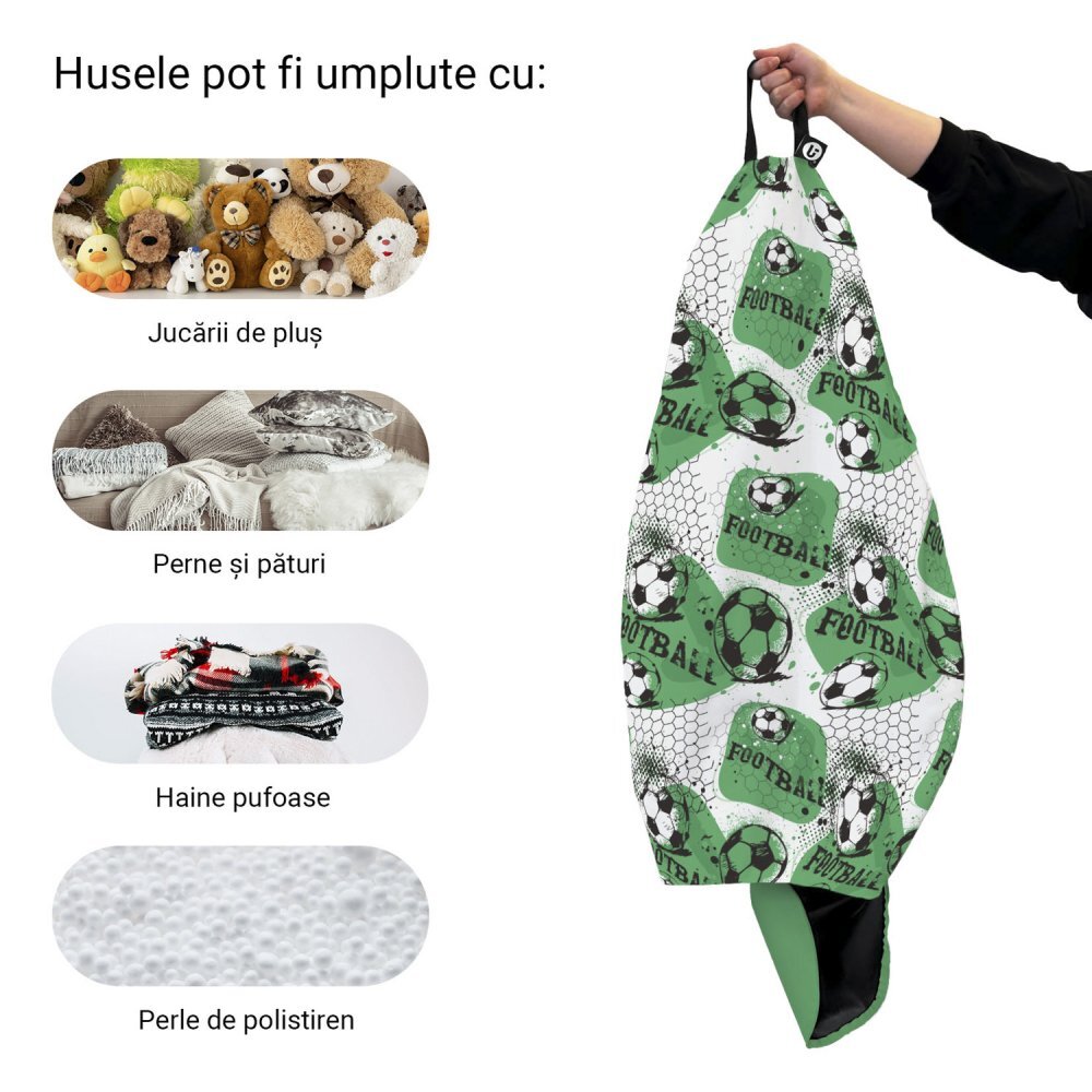 Updeco Husa fotoliu Puf Bean Bag tip Para L fara umplutura fotbal