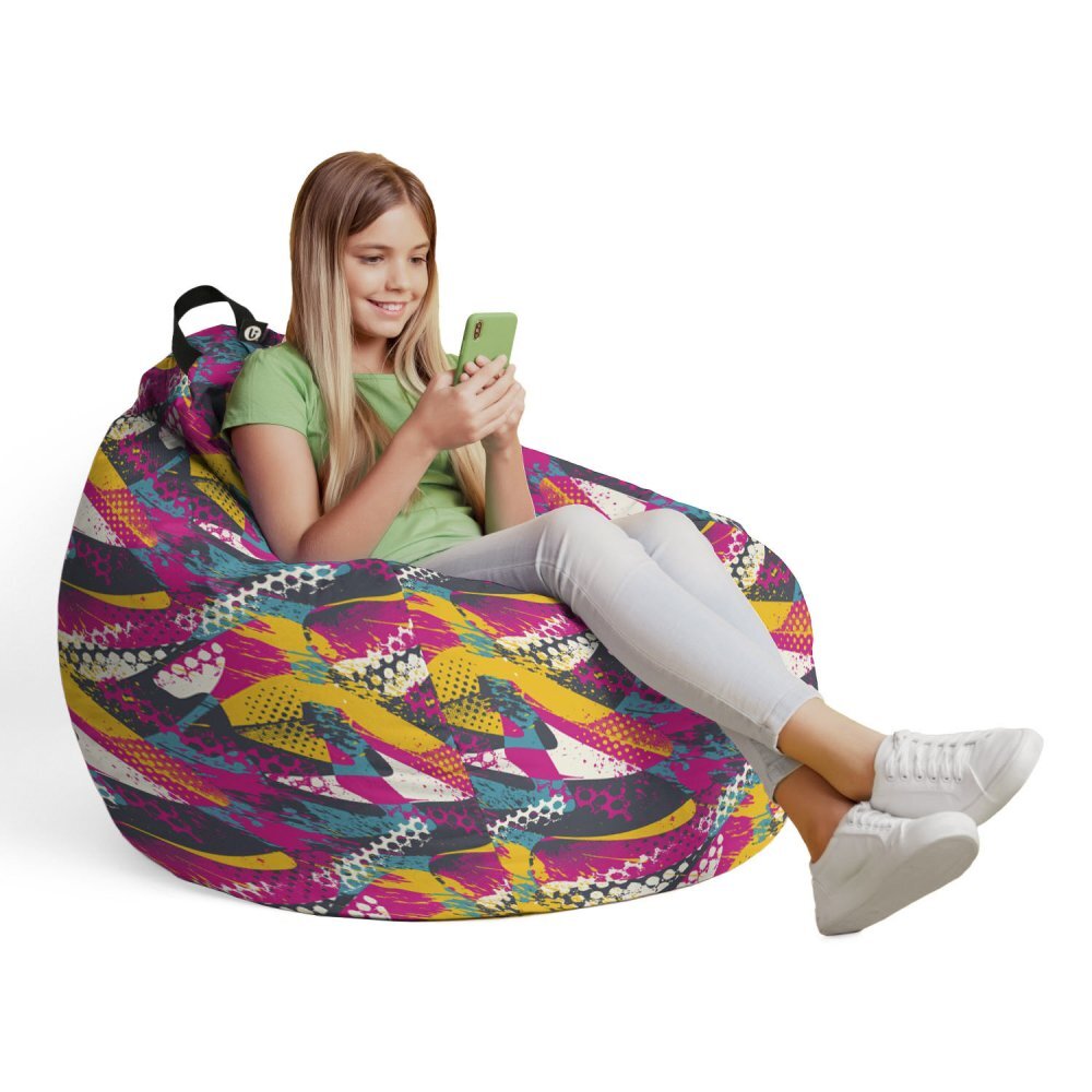 Updeco Husa fotoliu Puf Bean Bag tip Para L fara umplutura graffiti abstract grunge