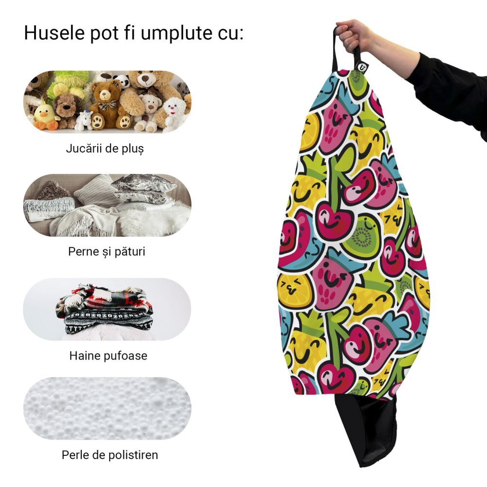 Updeco Husa fotoliu Puf Bean Bag tip Para L fara umplutura kawaii fruits