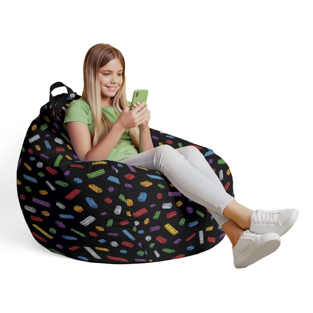 Updeco Husa fotoliu Puf Bean Bag tip Para L fara umplutura lego fundal negru