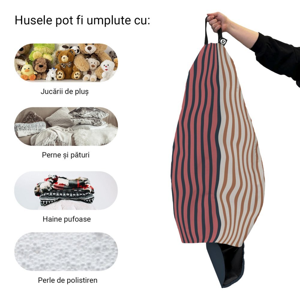 Updeco Husa fotoliu Puf Bean Bag tip Para L fara umplutura leme