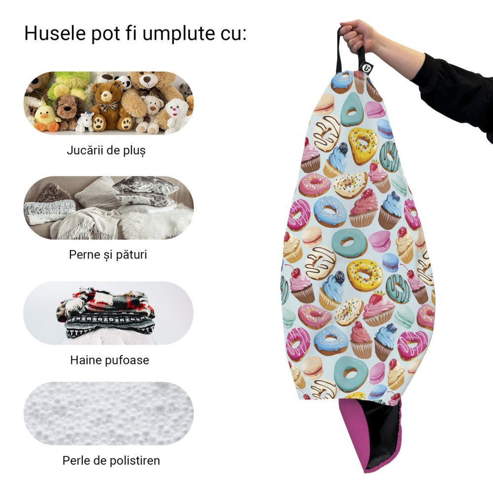 Updeco Husa fotoliu Puf Bean Bag tip Para L fara umplutura macarons