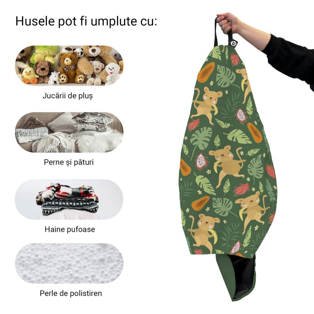 Updeco Husa fotoliu Puf Bean Bag tip Para L fara umplutura maimute